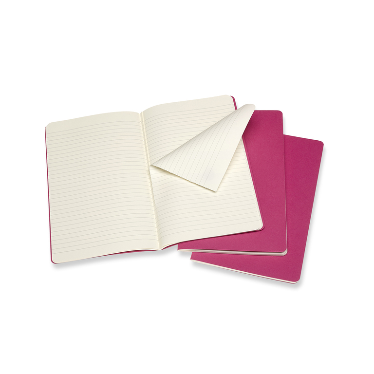 Sešity Moleskine Cahier 3 ks linkované růžové L