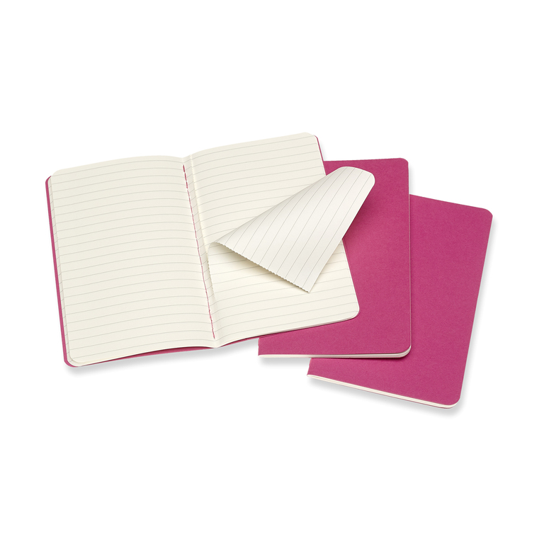 Sešity Moleskine Cahier 3 ks linkované růžové S