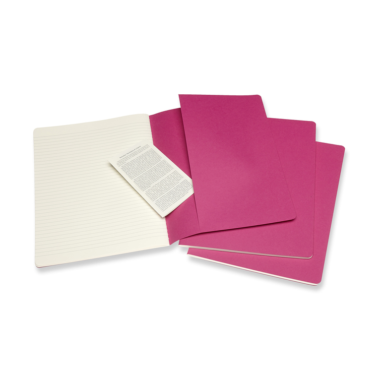 Sešity Moleskine Cahier 3 ks linkované růžové XL