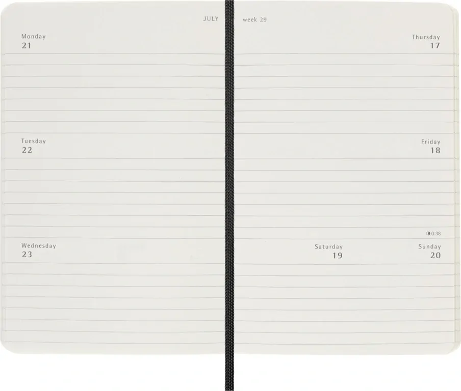 Horizontální týdenní diář Moleskine 2027 měkký černý S