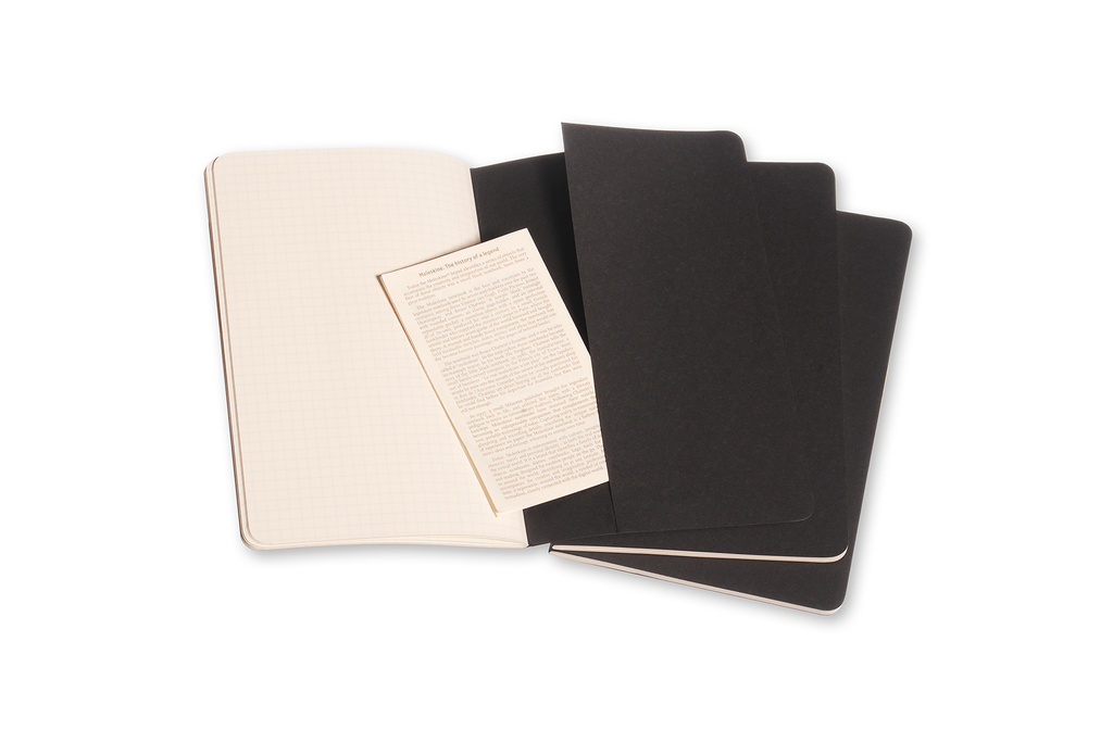 Sešity Moleskine Cahier 3 ks čtverečkované černé L