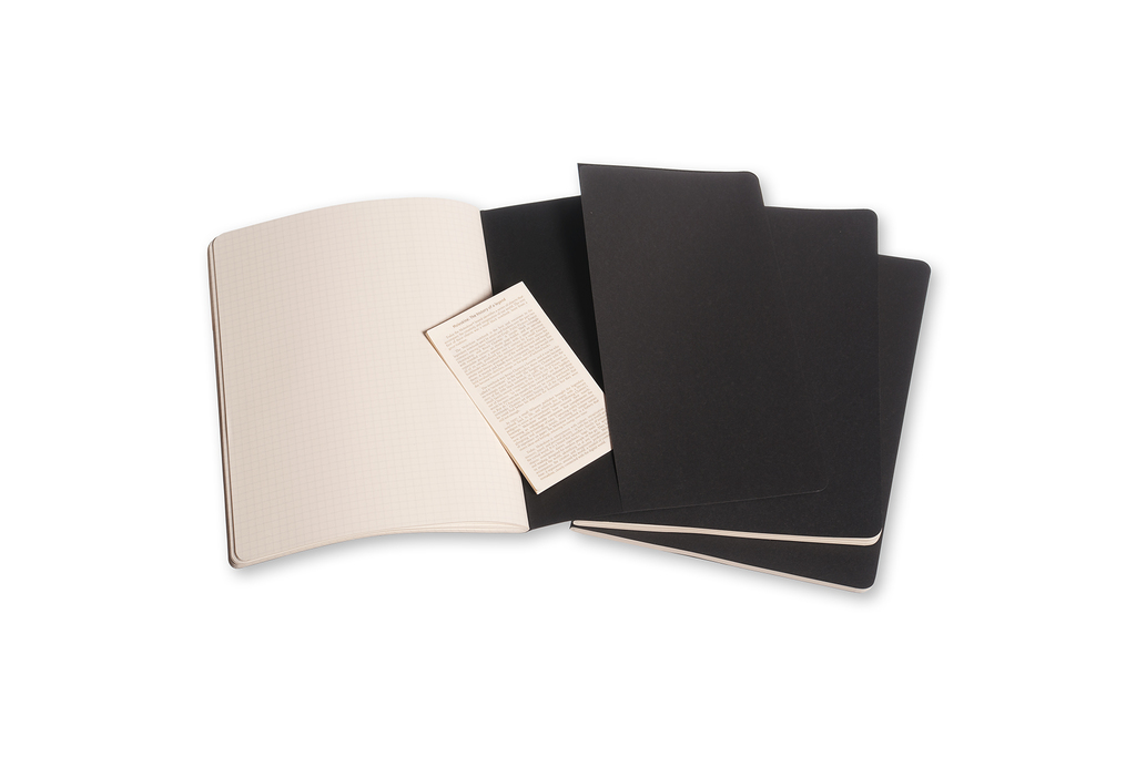 Sešity Moleskine Cahier 3 ks čtverečkované černé XL