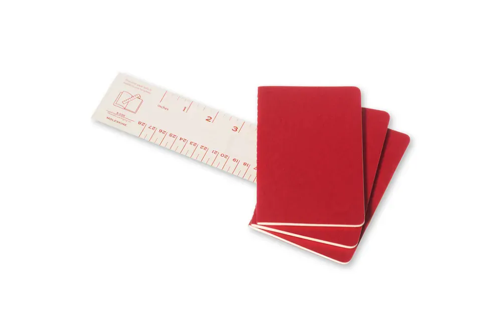 Sešity Moleskine Cahier 3 ks linkované červené S