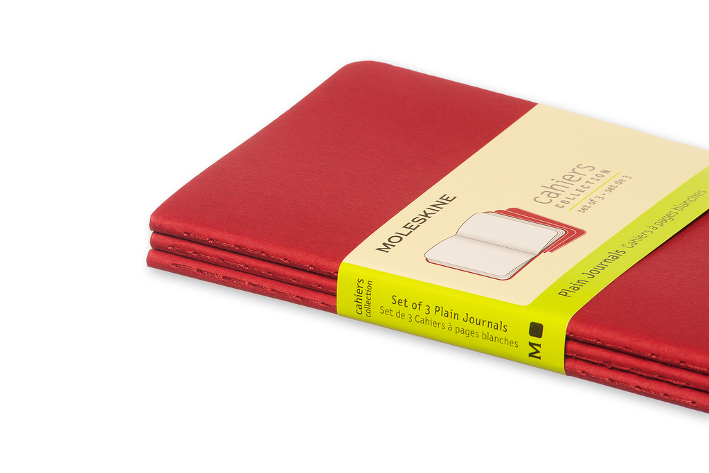 Sešity Moleskine Cahier 3 ks čisté červené S