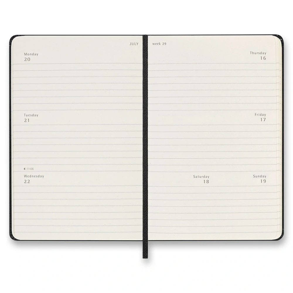 18měsíční horizontální diář Moleskine 2026-2027 tvrdý černý S