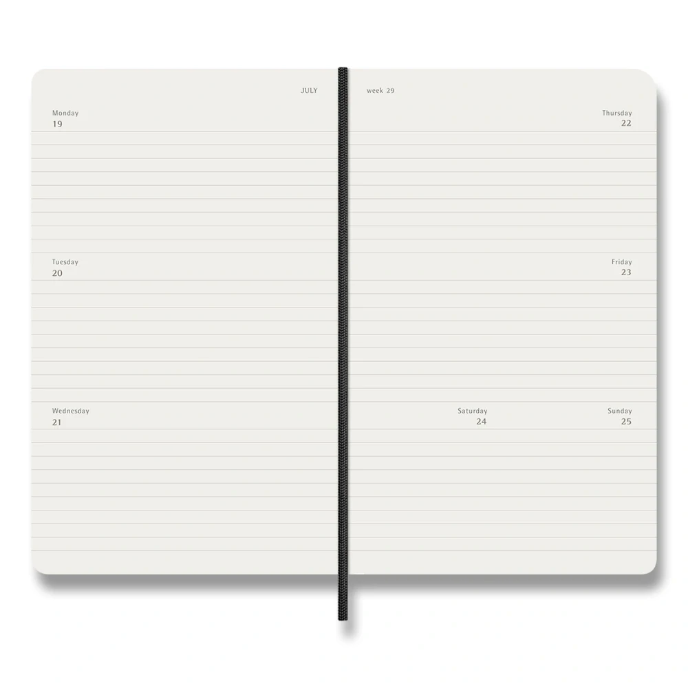 Horizontální týdenní diář Moleskine 2027 měkký černý L