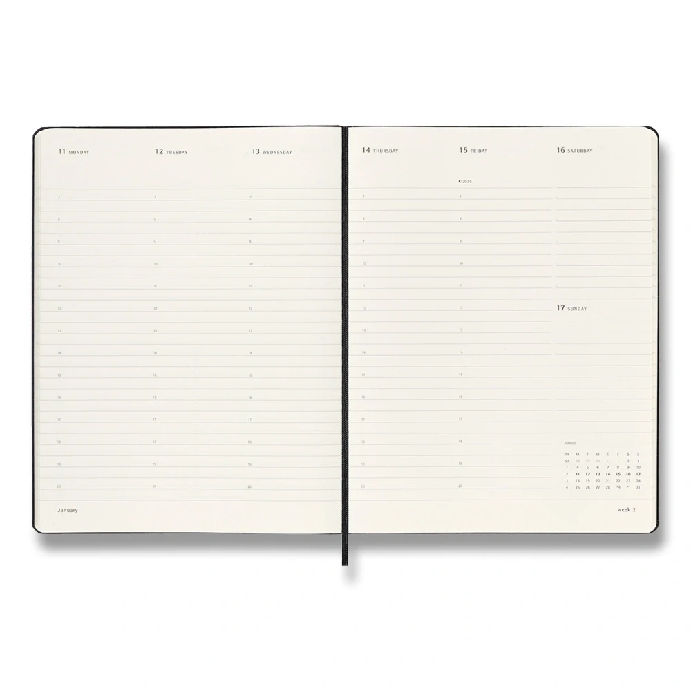 Vertikální PRO diář Moleskine 2027 tvrdý černý XL