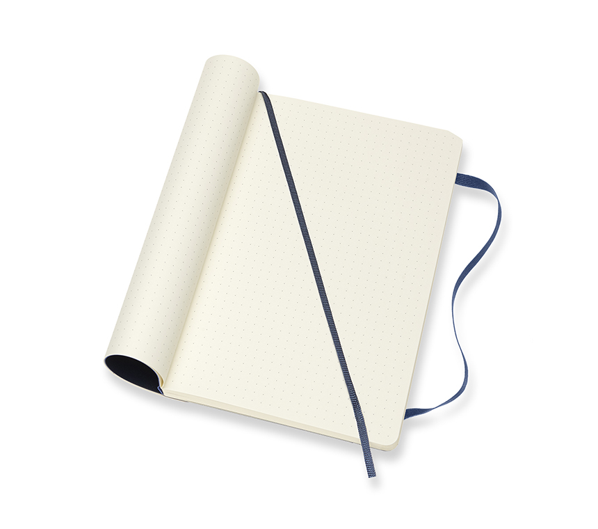 Zápisník měkký tečkovaný modrý L