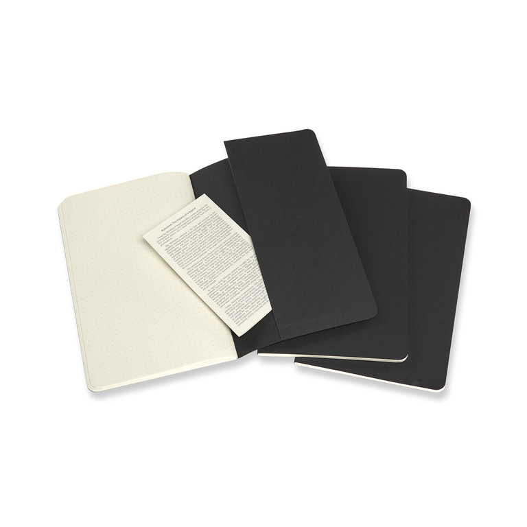 Sešity Moleskine Cahier 3 ks tečkované černé L