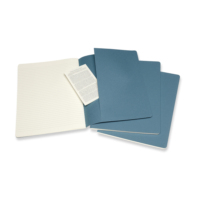 Sešity Moleskine Cahier 3 ks linkované modré XL
