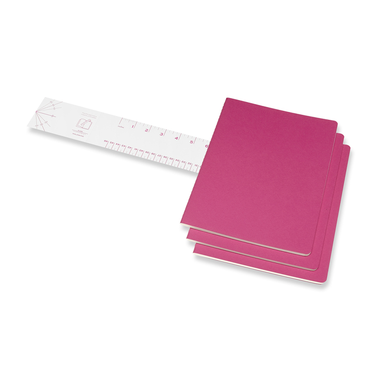 Sešity Moleskine Cahier 3 ks linkované růžové XL