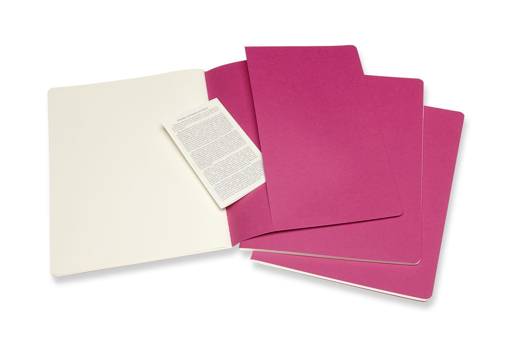 Sešity Moleskine Cahier 3 ks čisté růžové XL
