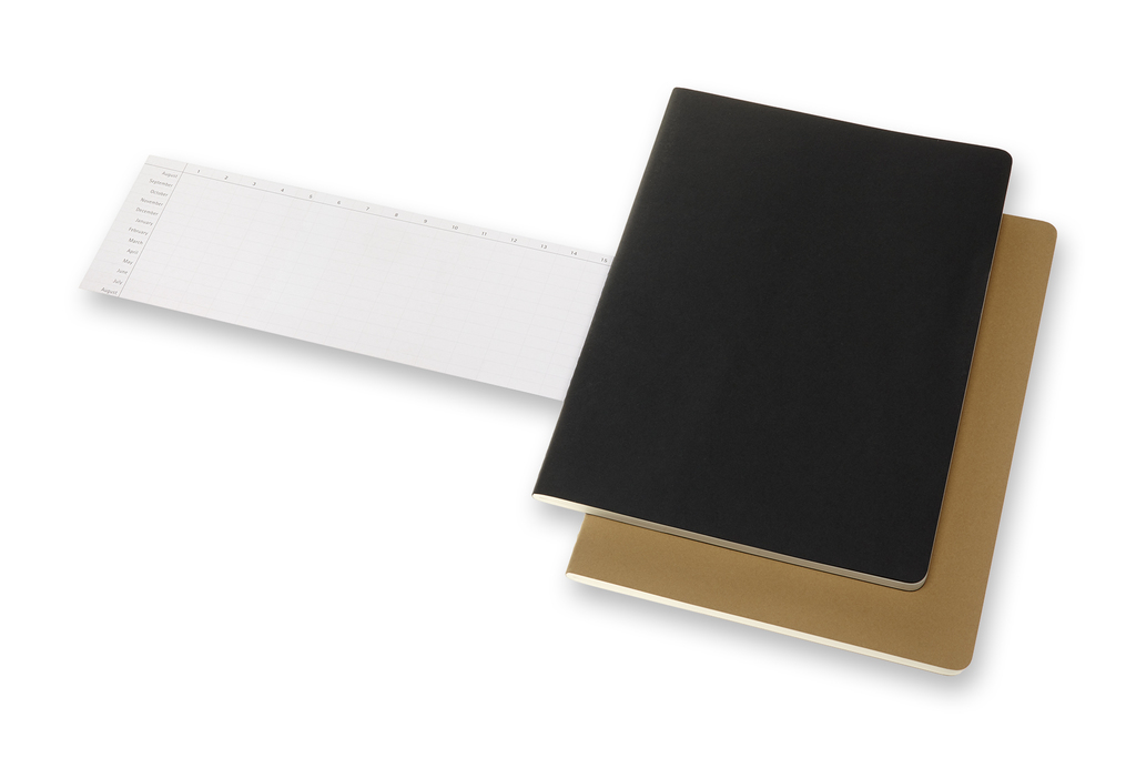 Sešity Moleskine Cahier 2ks plánovací linkovaný černý a hnědý A4