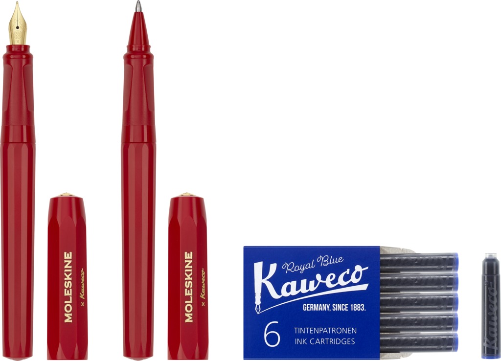 Sada propisovací tužka a plnicí pero červené Moleskine X Kaweco