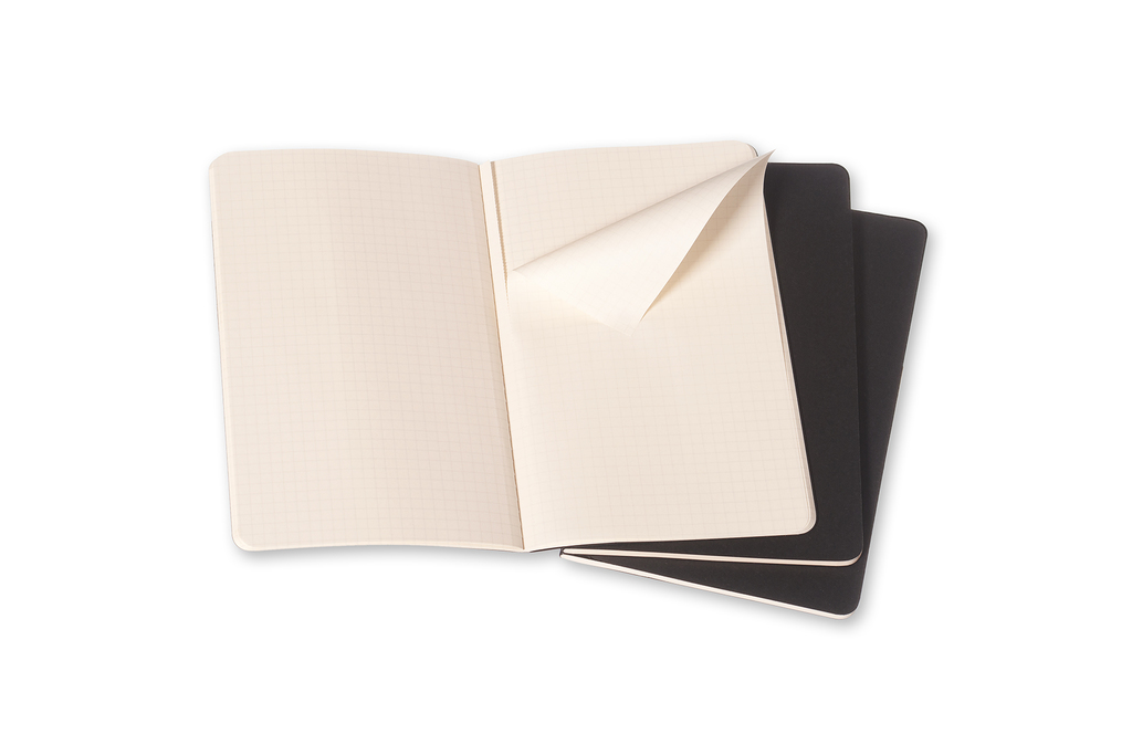 Sešity Moleskine Cahier 3 ks čtverečkované černé L