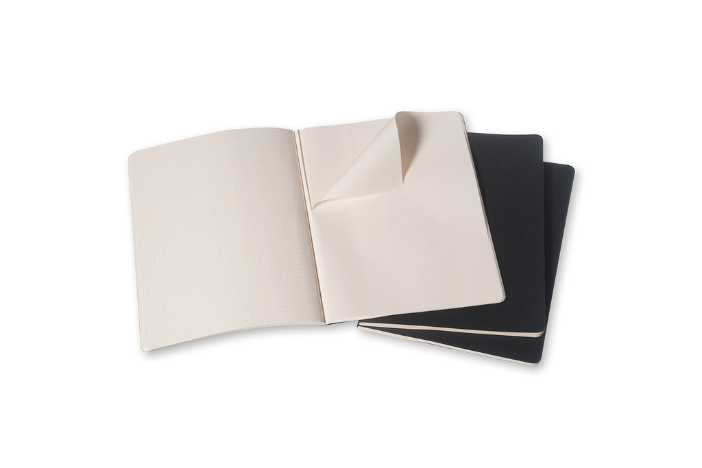 Sešity Moleskine Cahier 3 ks čtverečkované černé XL
