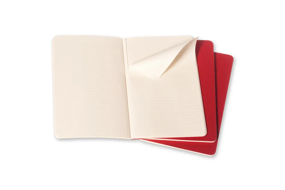 Sešity Moleskine Cahier 3 ks linkované červené S