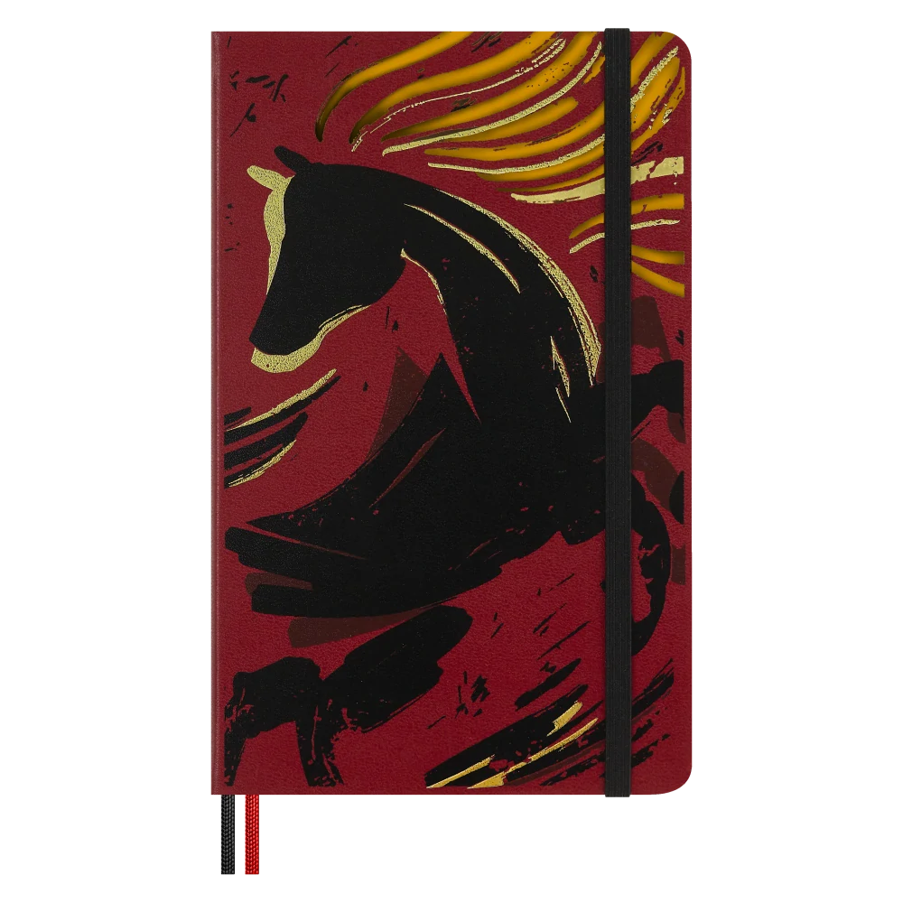 Dárková sada Moleskine Horse Wood - zápisník linkovaný L a 4 grafitové tužky