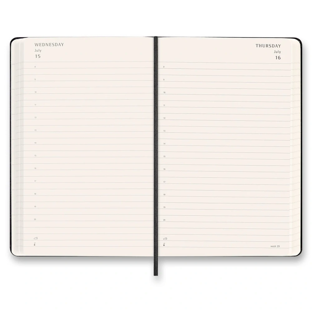 18měsíční diář denní Moleskine 2026-2027 tvrdý černý L