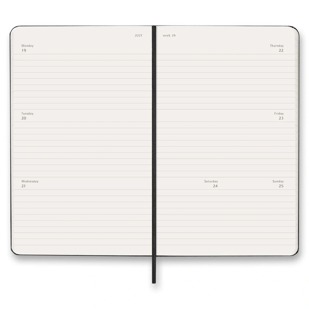 18měsíční horizontální diář Moleskine 2026-2027 tvrdý černý L