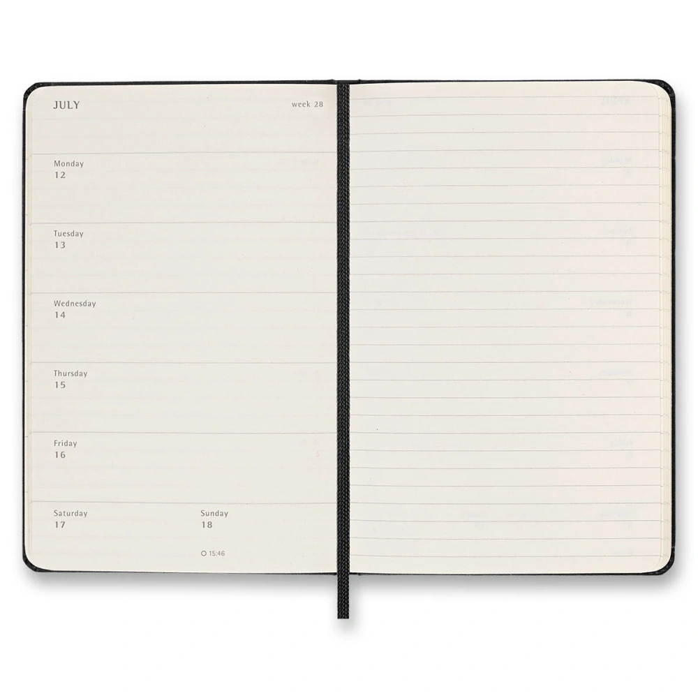 18měsíční týdenní diář Moleskine 2026-2027 tvrdý černý S 