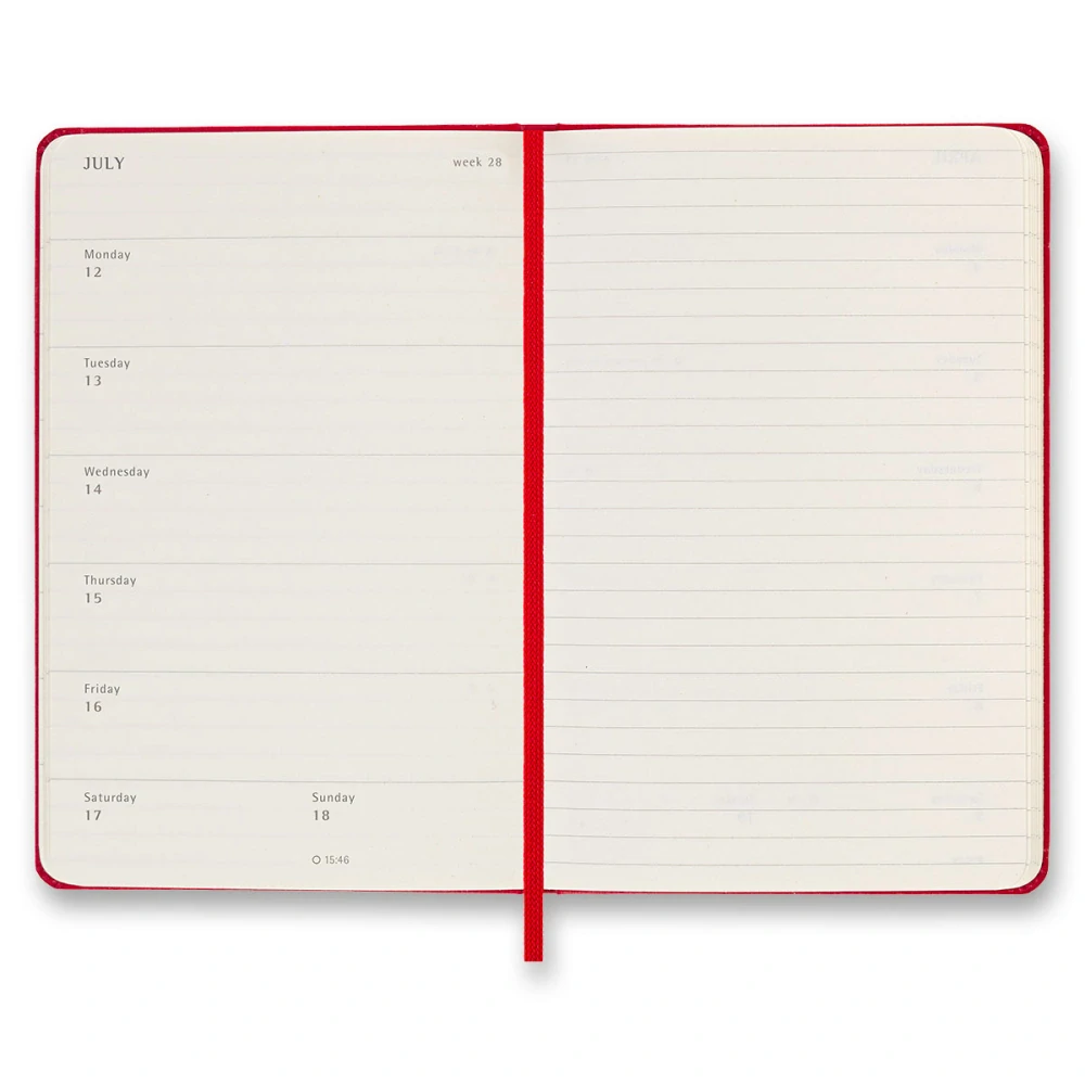 18měsíční týdenní diář Moleskine 2026-2027 tvrdý červený S 