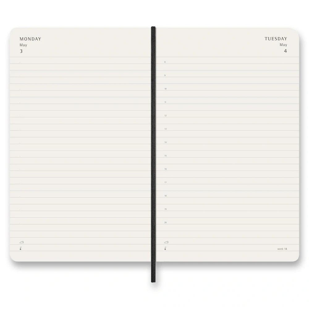 18měsíční diář denní Moleskine 2026-2027 měkký černý L