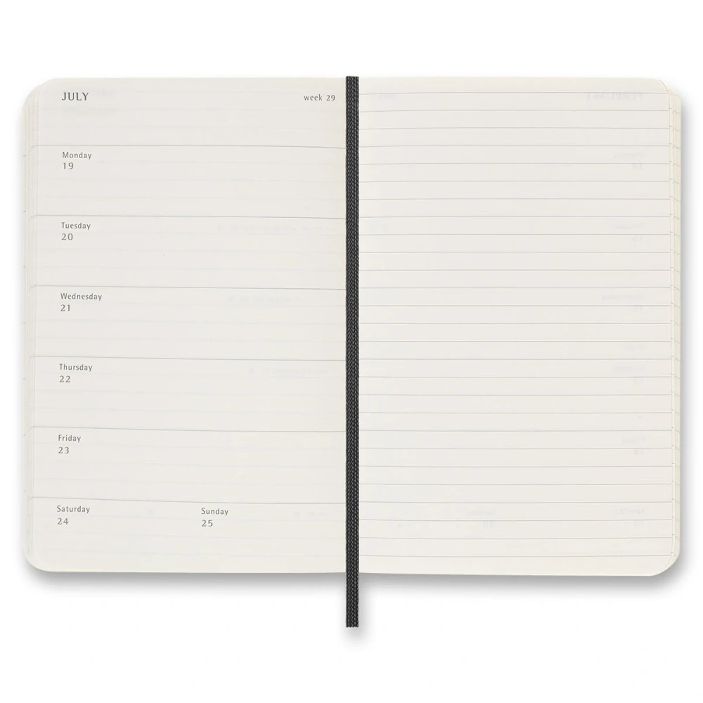18měsíční týdenní diář Moleskine 2026-2027 měkký černý S 