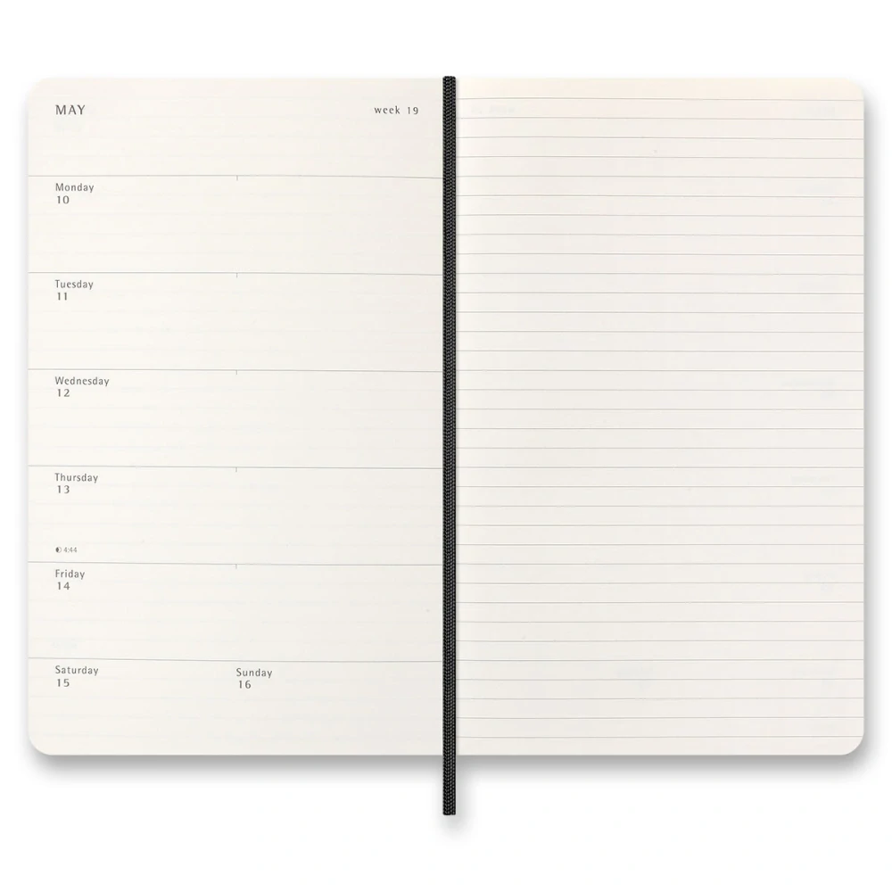18měsíční týdenní diář Moleskine 2026-2027 měkký černý L