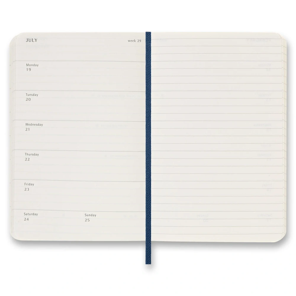 18měsíční týdenní diář Moleskine 2026-2027 měkký modrý S 