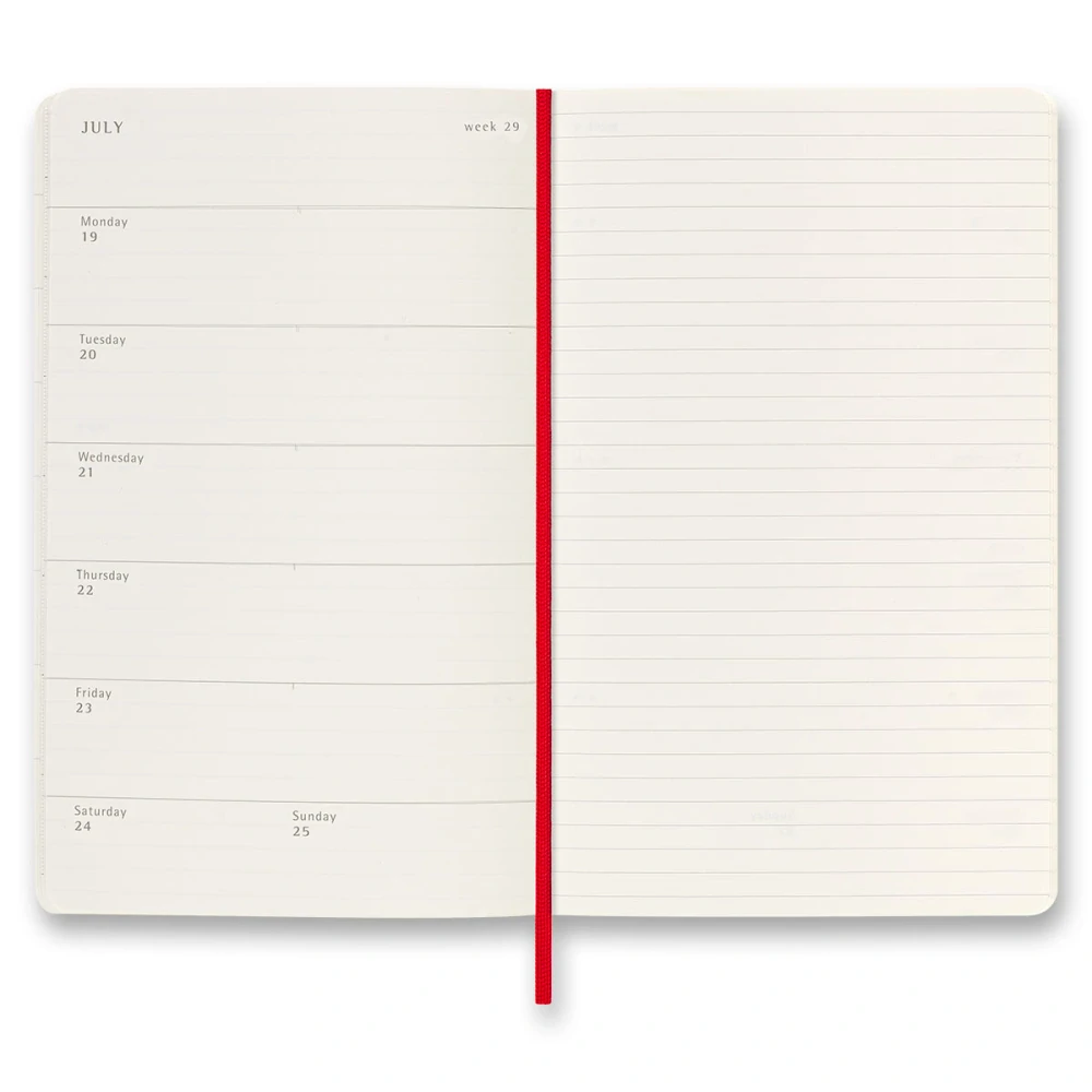 18měsíční týdenní diář Moleskine 2026-2027 měkký červený L
