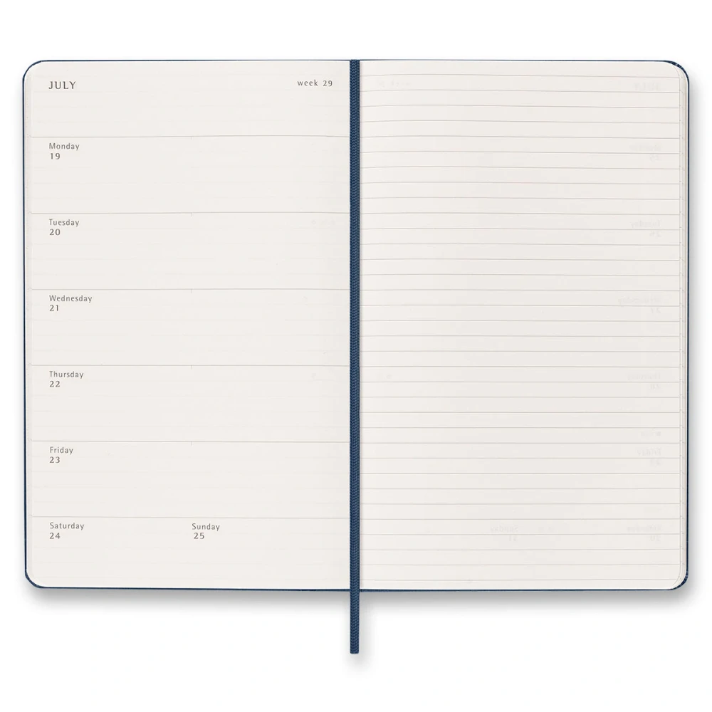 18měsíční týdenní diář Moleskine 2026-2027 tvrdý modrý L