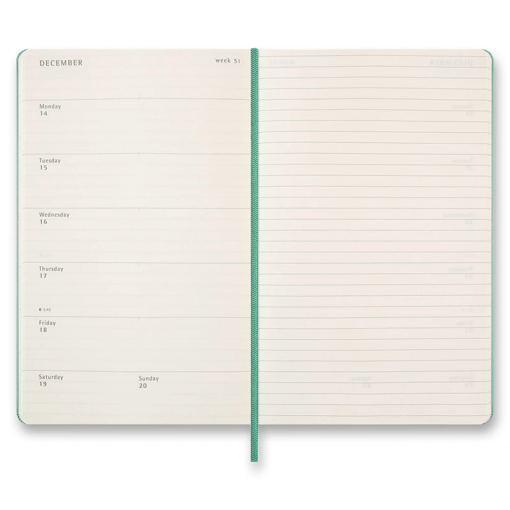 18m plánovací diář Moleskine 2026-2027 CP tvrdý zelený L