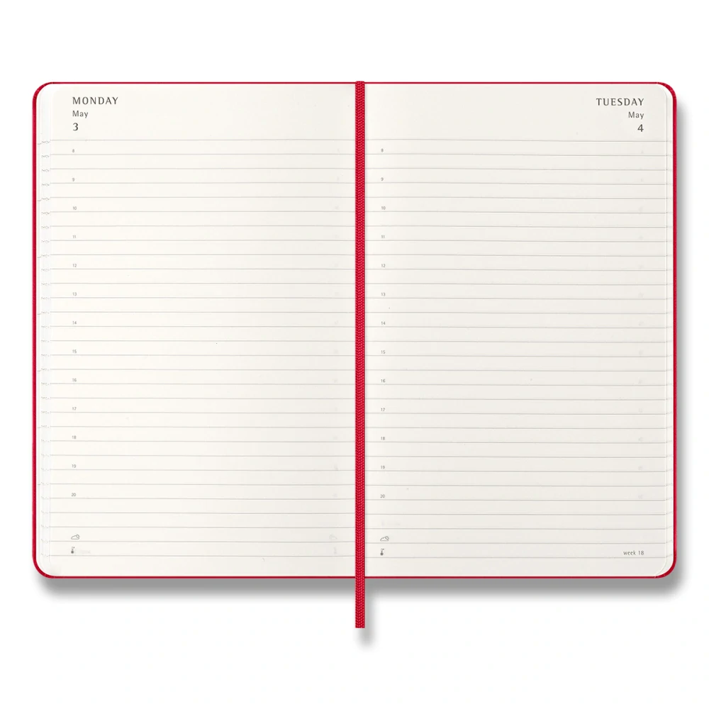 Diář Moleskine 2027 denní tvrdý červený L