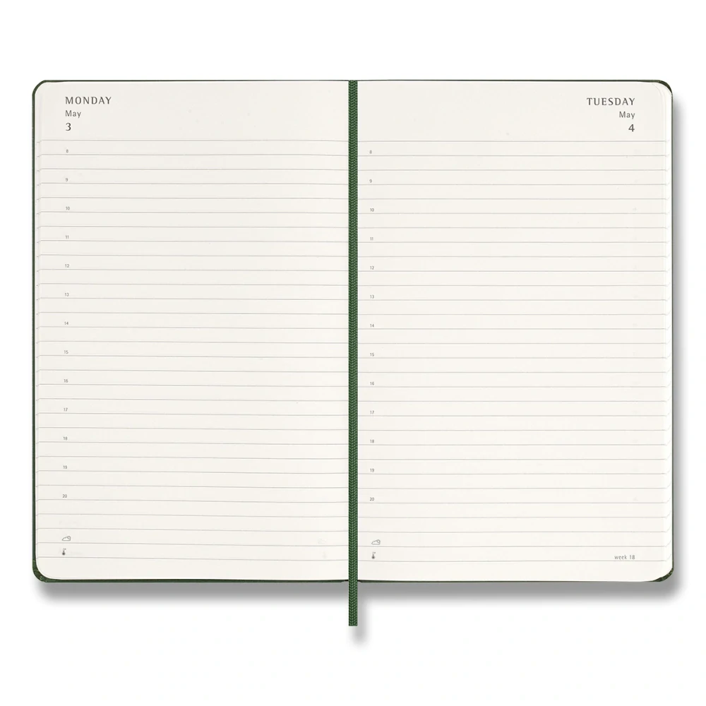 Diář Moleskine 2027 denní tvrdý zelený L