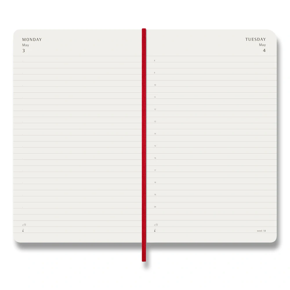 Diář Moleskine 2027 denní měkký červený L