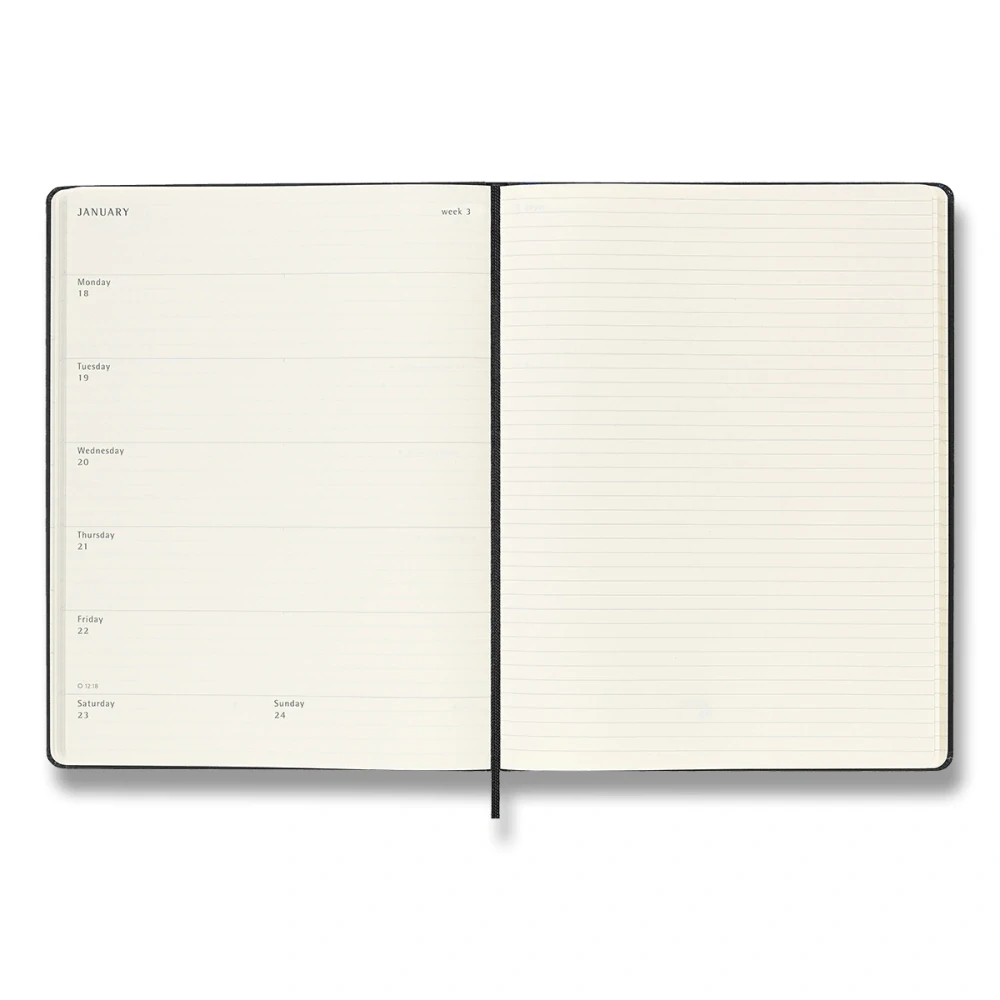 Plánovací zápisník Moleskine 2027 tvrdý černý XL
