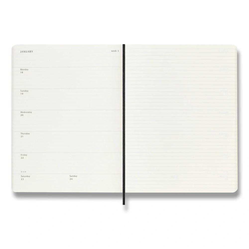 Plánovací zápisník Moleskine 2027 měkký černý XL