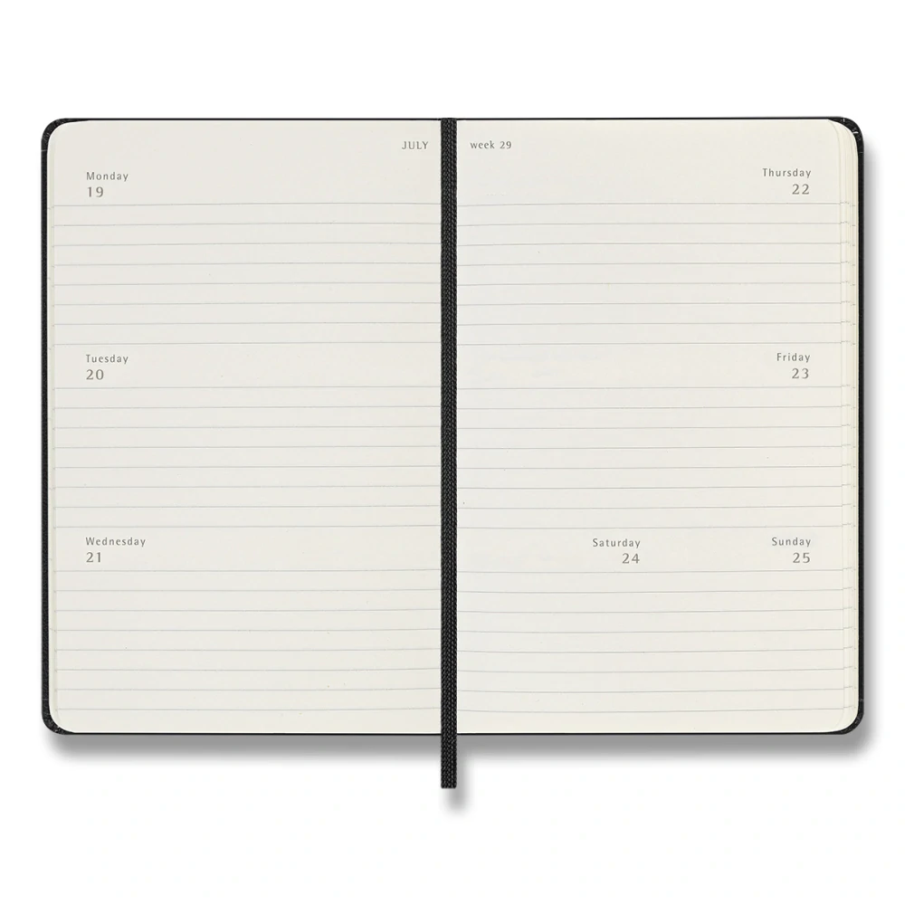 Horizontální týdenní diář Moleskine 2027 tvrdý černý S