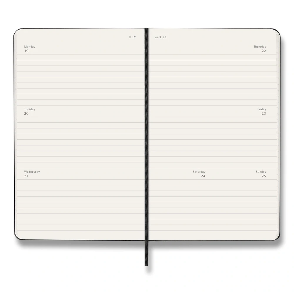 Horizontální týdenní diář Moleskine 2027 tvrdý černý L