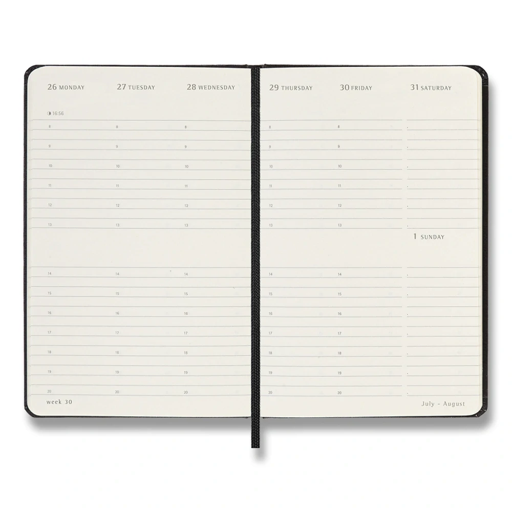 Vertikální týdenní diář Moleskine 2027 tvrdý černý S