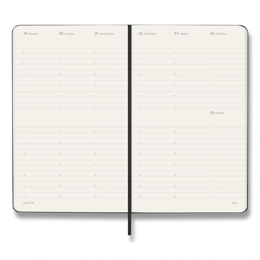 Vertikální týdenní diář Moleskine 2027 tvrdý černý L