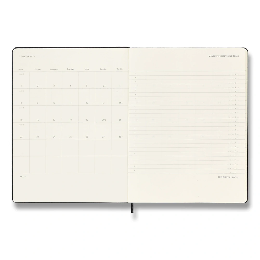 Vertikální PRO diář Moleskine 2027 tvrdý černý XL
