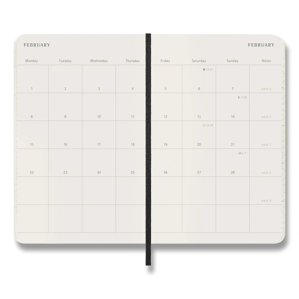 Měsíční diář Moleskine 2027 měkký černý S