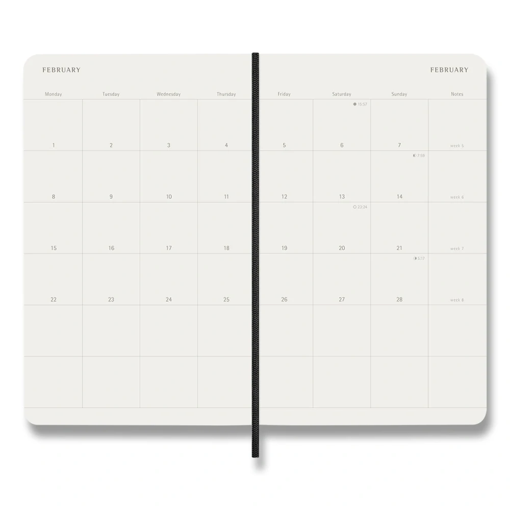 Měsíční diář Moleskine 2027 měkký černý L
