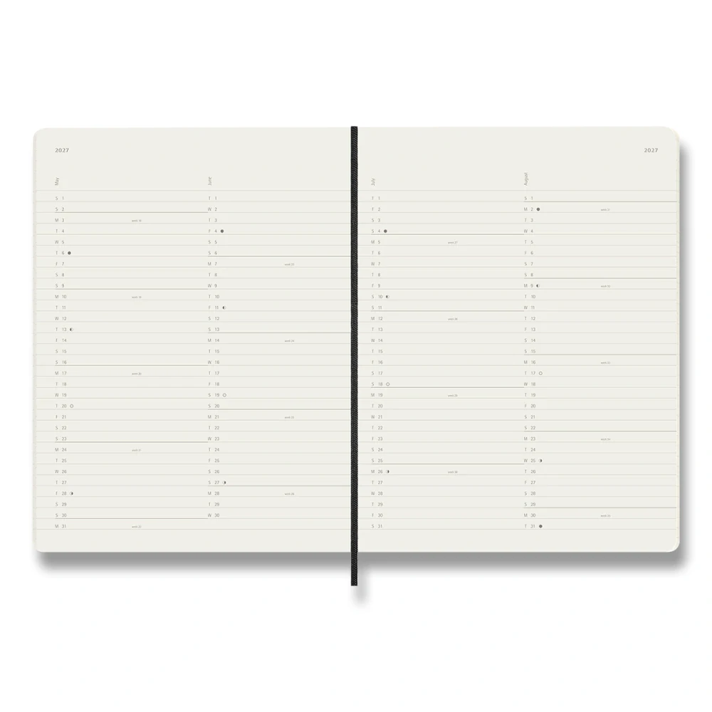 Měsíční diář Moleskine 2027 měkký černý XL