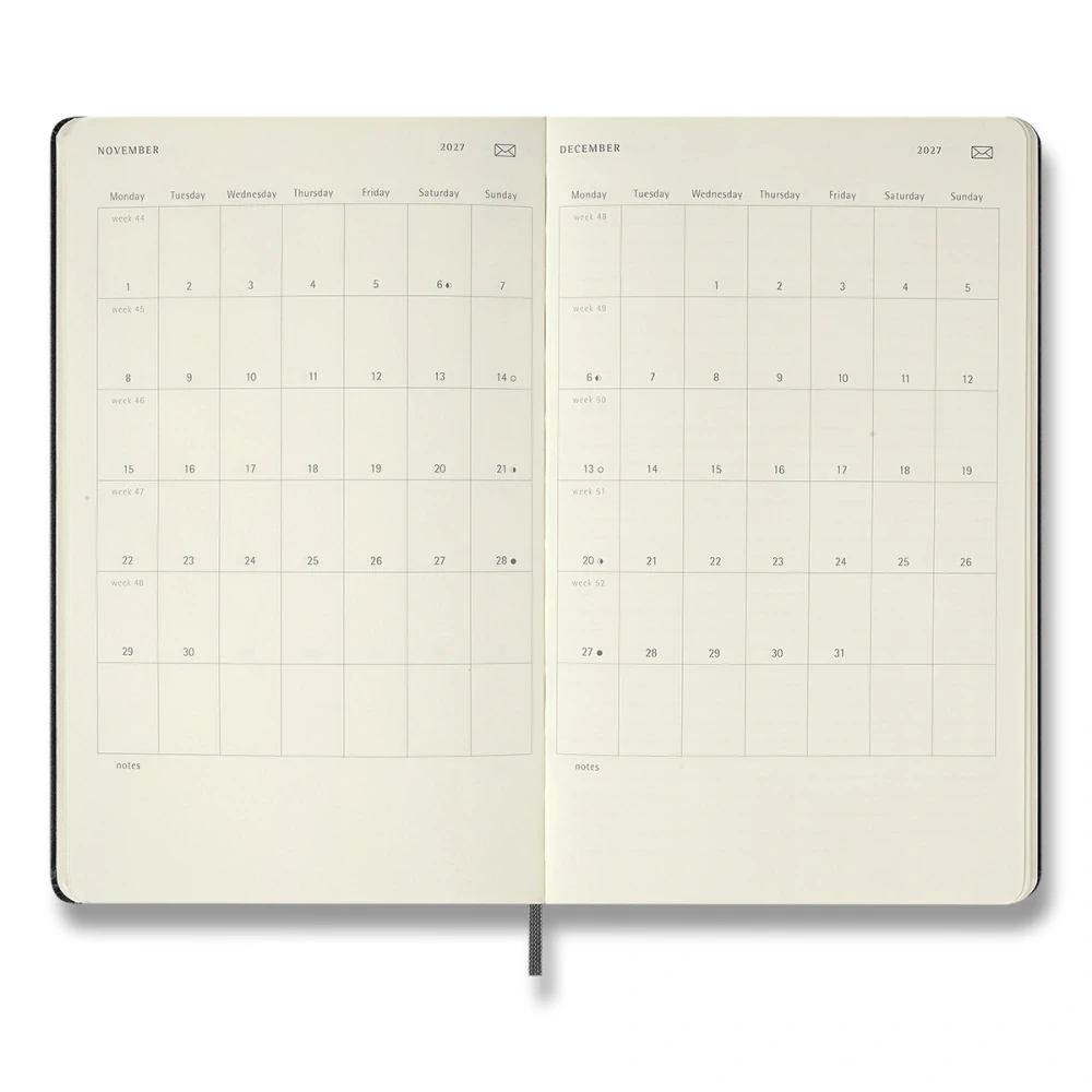 Smart plánovací zápisník Moleskine 2027 tvrdý černý L