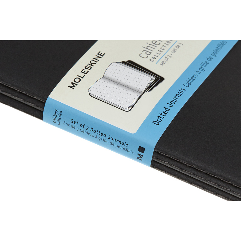 Sešity Moleskine Cahier 3 ks tečkované černé L