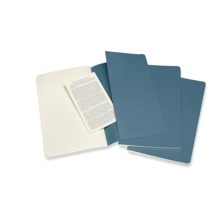 Sešity Moleskine Cahier 3 ks linkované modré L