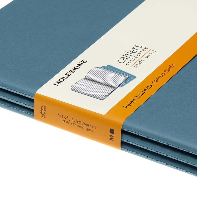 Sešity Moleskine Cahier 3 ks linkované modré XL